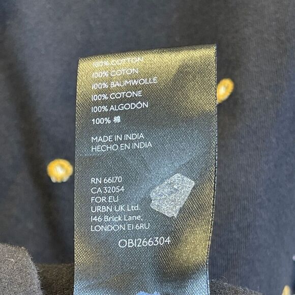 Anthropologie Pilcrow Black Gold Embroidered Calanthe Puff Sleeve Blouse Medium - Picture 9 of 10